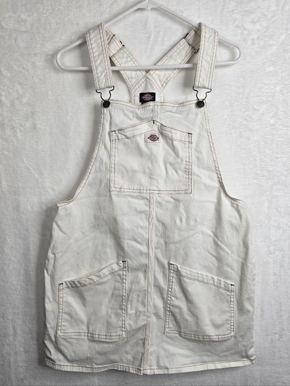 Dickies Women's Cream Canvas Overall Dress